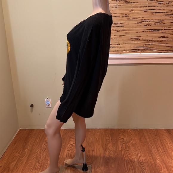 Wildfox White Label Black Sweater With No 9 On Front In Gold Sequins Size L - Picture 5 of 9